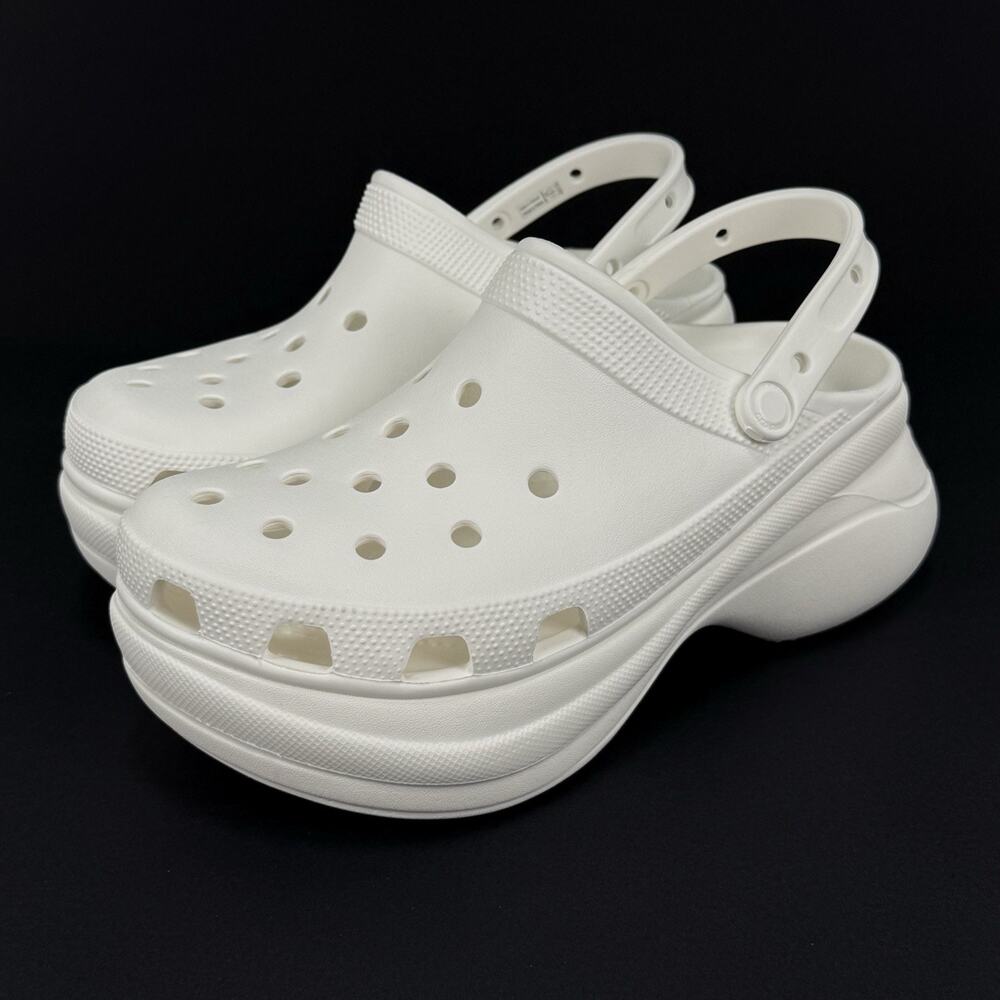 Crocs Classic Bae Platform Clogs White Women’s 10 Ankle Strap Shoes New No Box